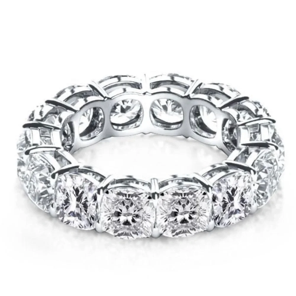 Italo Cushion Cut Wedding Band Eternity Band For Women 925 Sterling Silver - Picture 4 of 12